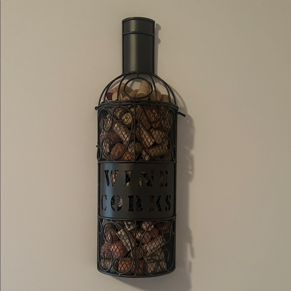 Black Metal Wine Cork Holder